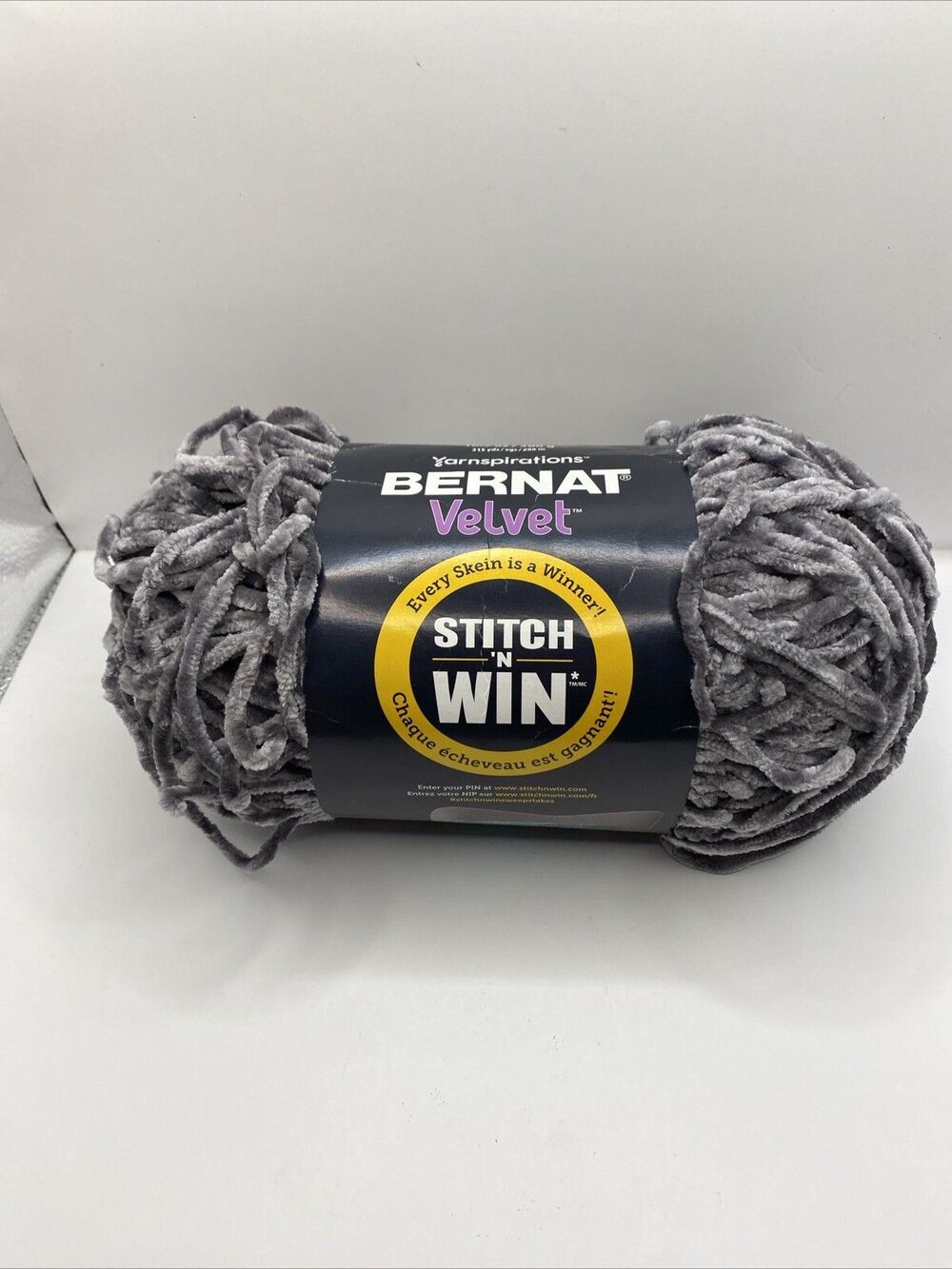 Yarnspirations Bernat Stitch 'N Win Blanket Velvet Yarn Vapor Gray Grey 10.5oz
